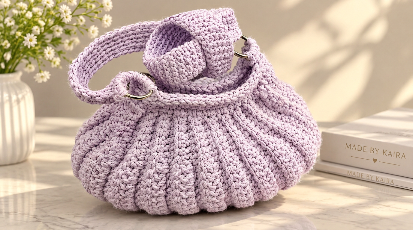 KAIRA — The Crescent — handmade crochet bag in Lavender