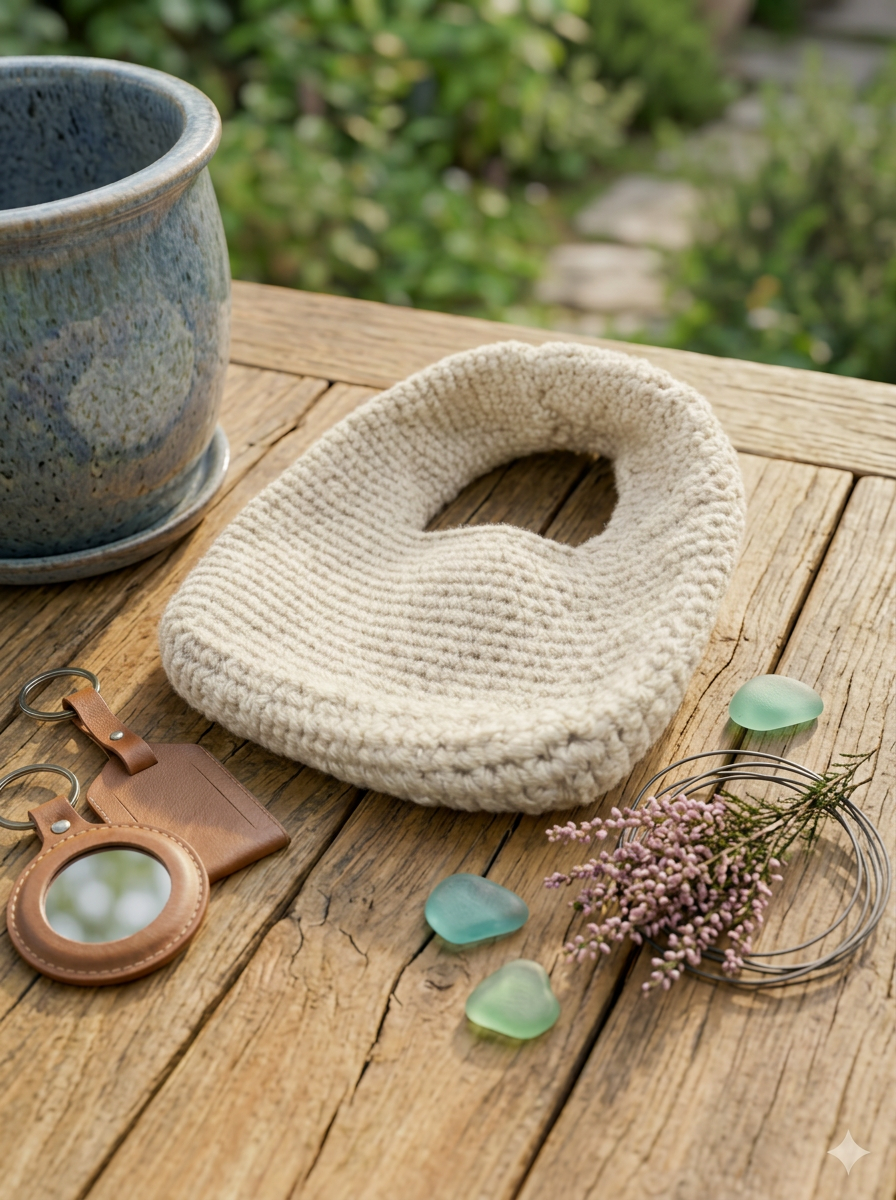 KAIRA — The Pebble — handmade crochet clutch in Ivory
